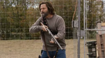 Grey sweatshirt worn by Bill (Nick Offerman) as seen in The Last of Us TV show (Season 1 Episode 3)