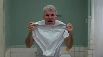 Jockey Underwear Held by Neal Page (Steve Martin) in Planes, Trains and Automobiles movie 