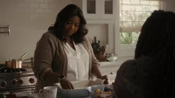 Brown Cable Cardigan worn by Poppy Scoville-Parnell (Octavia Spencer) as seen in Truth Be Told (S03E04)