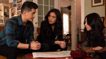 Blue plaid shirt worn by Henry Yan (Eddie Liu) as seen in Kung Fu (S03E10)