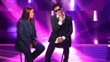 The 3-piece suit worn by Steeve Estatof for the 20th anniversary show of La Nouvelle Star