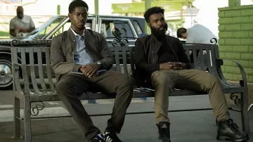 Boots worn by Top Knotch (Damien D. Smith) as seen in Snowfall TV series (S06E01)