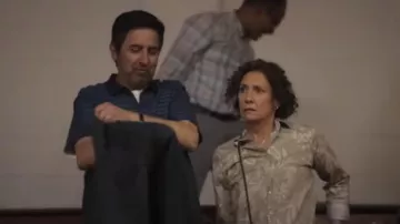 Floral print shirt worn by Angela (Laurie Metcalf) as seen in Somewhere in Queens movie