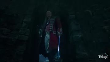 Red costume worn by Captain Hook (Jude Law) as seen in Peter Pan & Wendy movie