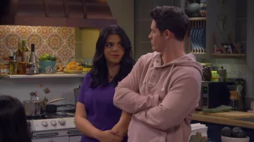 Pink hoodie worn by Quinten (Matt Shively) as seen in Lopez vs. Lopez TV series outfits (Season 1 Episode 14)