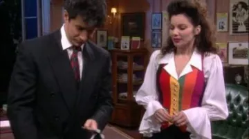 Moschino skirt suit with heart shaped buttons worn by Fran Fine (Fran  Drescher) as seen in The Nanny TV show wardrobe (Season 6 Episode 22)