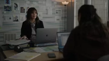 Black jacket worn by Eileen Fitzgerald (Hilary Swank) as seen in Alaska Daily TV show (S01E08)