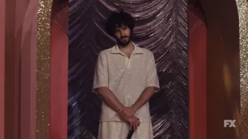 Shiny polo and bottom set in white worn by Dave (Lil Dicky) as seen in DAVE TV series outfits (Season 3)