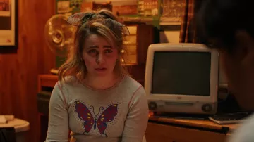 Butterfly tee worn by Lindsay (Mae Whitman) as seen in Up Here TV series wardrobe (Season 1 Episode 2)