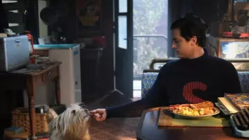 "S" Ribbed Sweater worn by Jughead Jones (Cole Sprouse) as seen in Riverdale TV series outfits (S07E01)