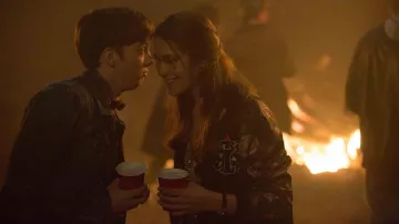 Floral Bomber Jacket worn by Penn (Lola Kirke) in Fallen movie