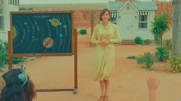 Yellow dress worn by Maya Hawke as seen in Asteroid City