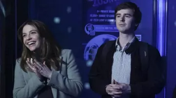 Black zip Harrington jacket worn by Dr. Shaun Murphy (Freddie Highmore) as seen in The Good Doctor (S06E18)