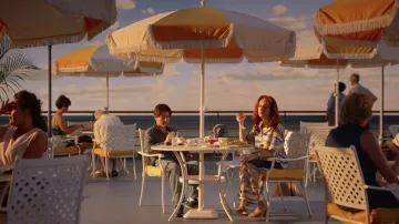 Striped dress worn by Younger Beau's Mother (Zoe Lister-Jones) as seen in Beau Is Afraid