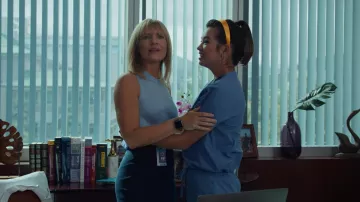 Blue sleeveless top worn by Dr. Clara Hannon (Kathleen Rose Perkins) as seen in Doogie Kamealoha, M.D. (S02E10)