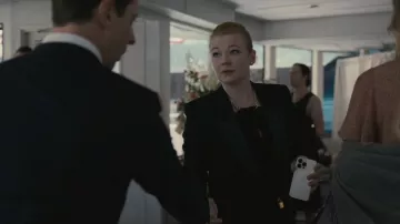 Gold Chain Black Dress worn by Shiv Roy (Sarah Snook) as seen in Succession (S04E03)