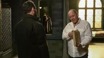 White shirt worn by Raymond 'Red' Reddington (James Spader) as seen in The Blacklist TV series wardrobe (S10E08)