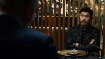 Leather jacket worn by Morgan (Henry Golding) as seen in Assassin Club movie