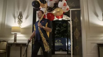 Blue and yellow polo shirt worn by Luke Brunner (Arnold Schwarzenegger) as seen in FUBAR TV show wardrobe (Season 1)