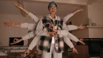 Plaid jacket worn by Guanyin (Michelle Yeoh) as seen in American Born Chinese TV show wardrobe (Season 1)