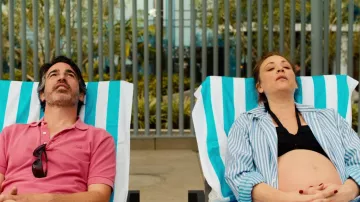 Striped shirt worn by Ava Bartlett (Kaley Cuoco) as seen in Based on a True Story TV show (S01E04)