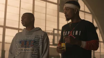 Rhude Sports Club Hoodie in grey worn by Speedy (Vince Staples) as seen in White Men Can't Jump