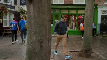 Nike Air Jordan sneakers in light blue worn by Ted Lasso (Jason Sudeikis) as seen in Ted Lasso (Season 3 Episode 11)