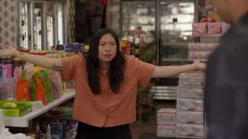 Crop printed sleeveless shirt worn by Nora Lin (Awkwafina) as seen in Awkwafina is Nora From Queens (S03E07)