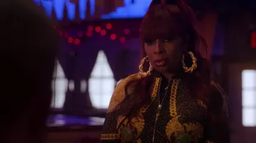 Gold earrings worn by Monet (Mary J. Blige) as seen in Power Book II: Ghost (Season 3 Episode 7)