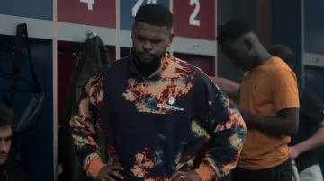 A Bathing Ape Tie Dye Stand Collar Loose Fit Crew Sweatshirt and Pants Tracksuit worn by Isaac McAdoo (Kola Bokinni) as seen in Ted Lasso (S03E08)