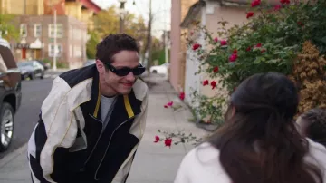 Zip jacket worn by Pete Davidson as seen in Bupkis TV series outfits (Season 1 Episode 5)