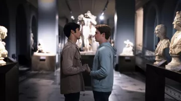 Litht blue hoodie worn by Prince Henry (Nicholas Galitzine) as seen in Red, White & Royal Blue