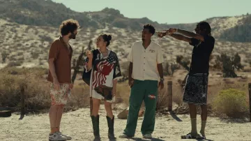 Printed shirt dress worn by Emma (Christine Ko) as seen in DAVE (S03E06)
