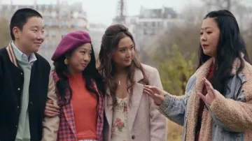 Denim and fur jacket worn by Lolo (Sherry Cola) as seen in Joy Ride