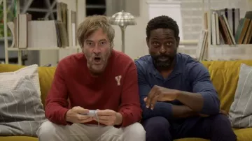 Blue long sleeve polo shirt worn by Ray (Sterling K. Brown) as seen in Biosphere