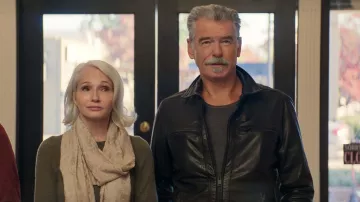 Veste en cuir portée par Billy McDermott (Pierce Brosnan) comme on le voit dans les tenues du film The Out-Laws