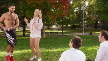 Light pink jacket worn by Brooke Dubek (Heléne Yorke) as seen in The Other Two TV series outfits (Season 3 Episode 10)