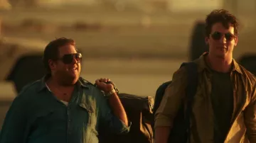 Blue shirt worn by Efraim Diveroli (Jon­ah Hill) as seen in War Dogs movie