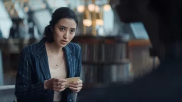 Striped blazer jacket worn by Yurika Katase (Azusa Okamoto) as seen in Drops of God (S01E05)