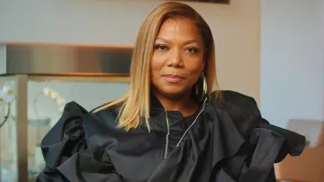 Ruffle zip top in black worn by Queen Latifah in Ladies First: A Story of Women in Hip-Hop Documentary