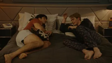 Patterned pajama pants worn by Prince Henry (Nicholas Galitzine) in Red, White & Royal Blue movie