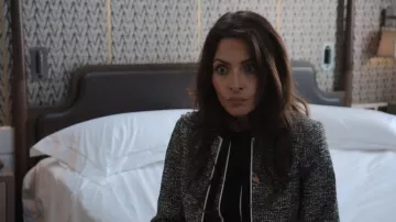 Dress + matching blazer worn by Zahra Bankston (Sarah Shahi) in Red, White & Royal Blue movie