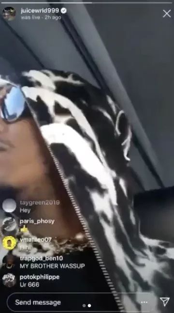 Black and White tie and dye hoodie worn by Juice Wrld for his Juice WRLD X The Kid Laroi - Look Again (Unexplainable) live performance on Instagram