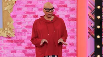 Hooded shirt in red worn byRuPaul in RuPaul's Drag Race UK (Season 5 Episode 7)