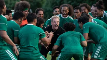 Nike Black V-Neck T-shirt worn by Thomas Rongen (Michael Fassbender) as seen in Next Goal Wins movie