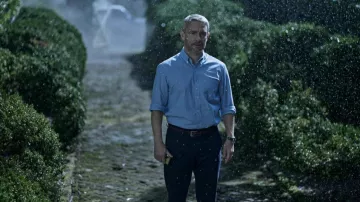 Blue formal shirt worn by Jonathan Miller (Martin Freeman) as seen in Miller's Girl movie wardrobe