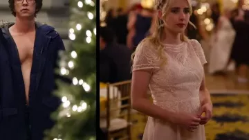 Vestido blanco usado por Margot (Emma Roberts) en el vestuario de la película About Fate