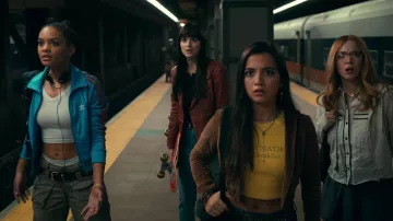 I Eat Math For Breakfast yellow top worn by Anya Corazon (Isabela Moner) as seen in Madame Web