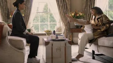 White sneakers worn by Ana (Camila Mendes) as seen in Upgraded movie