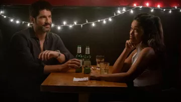 Black Shirt worn by Nick (Tom Ellis) as seen in Players movie outfits